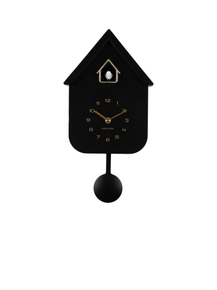 Karlsson Solo Cuckoo Analogue Pendulum Wall Clock - view 2, Black