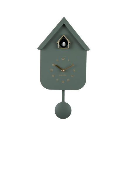 Karlsson Solo Cuckoo Analogue Pendulum Wall Clock, Jungle Green