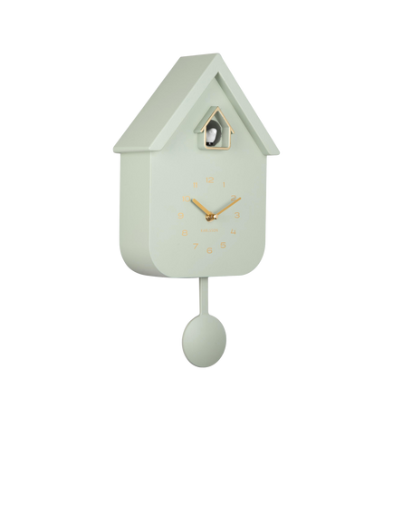 Karlsson Solo Cuckoo Analogue Pendulum Wall Clock, Grayed Jade