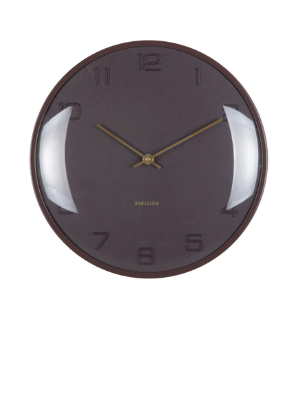 Karlsson Fuerte Dome Analogue Wall Clock, 30.5cm, Earth Brown