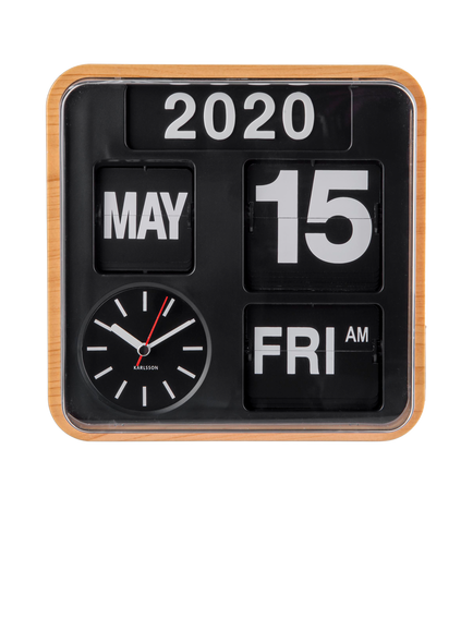 Karlsson Mini Flip Square Analogue Wall Clock, 24cm - view 2, Bamboo