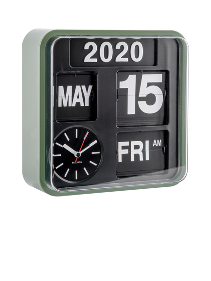 Karlsson Mini Flip Square Analogue Wall Clock, 24cm, Green