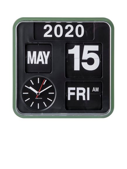 Karlsson Mini Flip Square Analogue Wall Clock, 24cm - view 2, Green