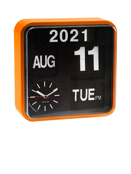 Karlsson Mini Flip Square Analogue Wall Clock, 24cm, Orange