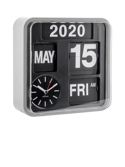 Karlsson Mini Flip Square Analogue Wall Clock, 24cm, Silver