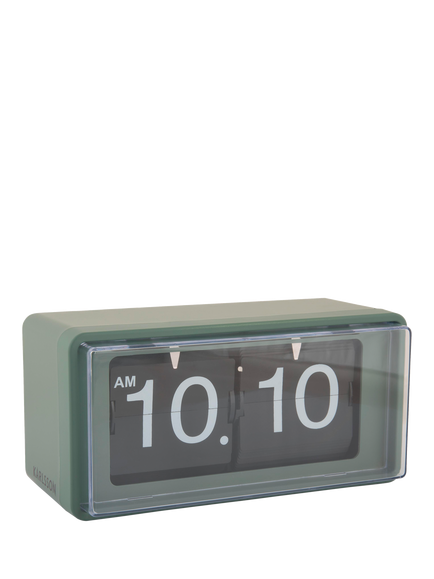 Karlsson Retro Boxed Flip Analogue Clock, Jungle Green
