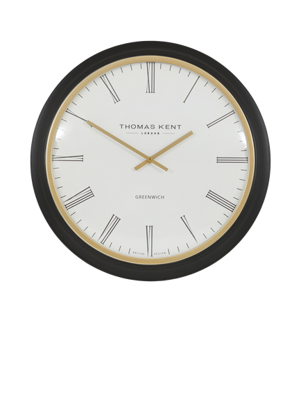 Thomas Kent Georgian Roman Numeral Analogue Wall Clock, 50cm, Black/Gold, Black/Gold