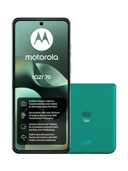 Motorola Razr 70 Foldable Smartphone, 8GB RAM, 6.9”, 5G, SIM Free, 256GB, Sporting Green, Sporting Green