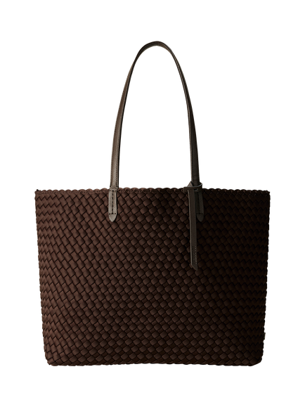 NAGHEDI Jet Setter Handwoven Tote Bag, Chocolate
