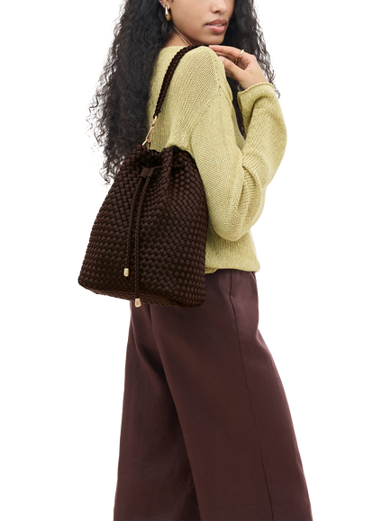 NAGHEDI Mercer Woven Large Bucket Bag - view 2, Chocolate