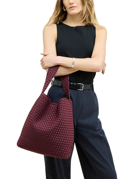 NAGHEDI Nomad Woven Medium Hobo Bag - view 2, Bordeaux