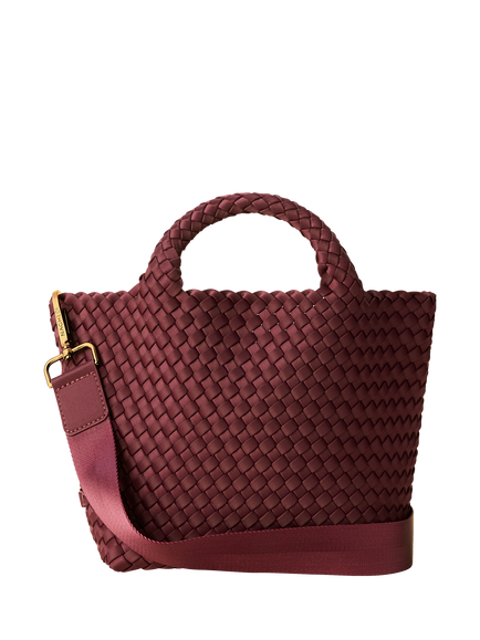 NAGHEDI Small St. Barths Woven Tote Bag, Bordeaux