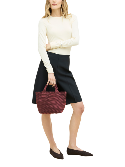 NAGHEDI Small St. Barths Woven Tote Bag - view 2, Bordeaux
