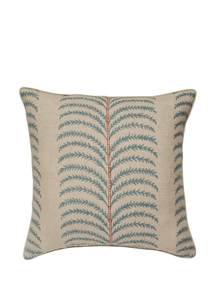 OKA Areca Cushion, Seafoam/Dirty Orange