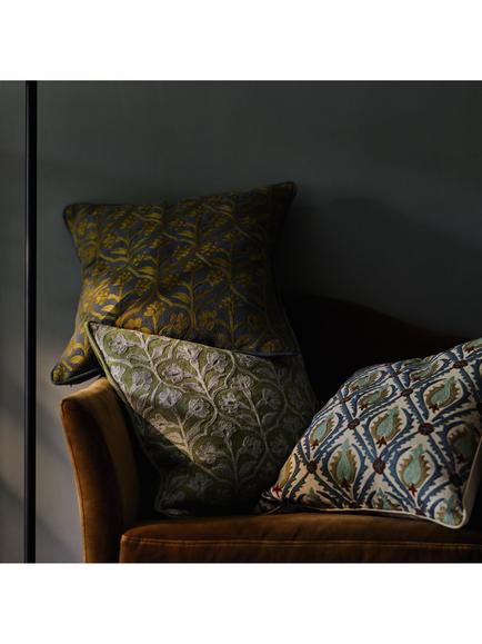 OKA Cornelia Cushion - view 2, Dirty Orange/Blue