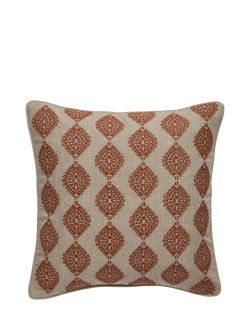 OKA Carthew Embroidered Cushion, Dirty Orange