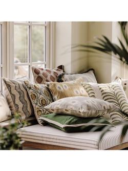 OKA Carthew Embroidered Cushion - view 2, Dirty Orange