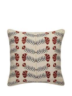 OKA Highweald Embroidered Cushion Cover, Warm Red, Warm Red