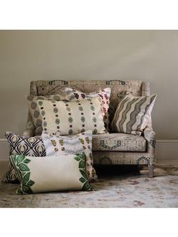 OKA Highweald Embroidered Cushion Cover, Warm Red - view 2, Warm Red