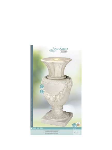 Kaemingk Geneve Vase Stone Effect LED Water Feature, Natural - view 2, Natural