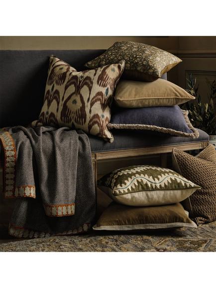 OKA Pattiyan Cushion, Dark Seafoam/Hemp - view 2, Dark Seafoam/Hemp