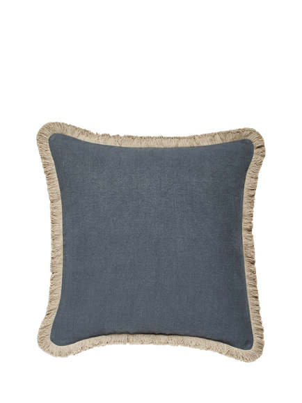 OKA Stonewashed Linen Cushion, Petrol
