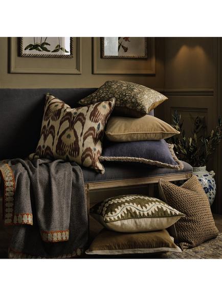 OKA Stonewashed Linen Cushion - view 2, Petrol