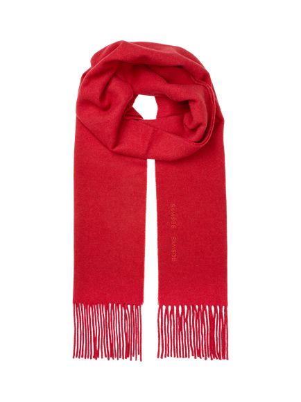Samsøe Samsøe Sajolly Wool Blend Rectangular Scarf, Haute Red, Haute Red