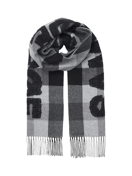 Samsøe Samsøe Wool Blend Fringe Scarf, Charcol Grey Mel - view 2, Charcol Grey Mel