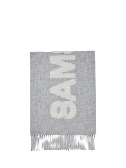 Samsøe Samsøe Wool Blend Fringe Scarf, Grey Mel, Grey Mel.