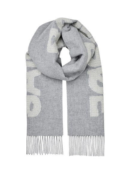 Samsøe Samsøe Wool Blend Fringe Scarf, Grey Mel - view 2, Grey Mel.