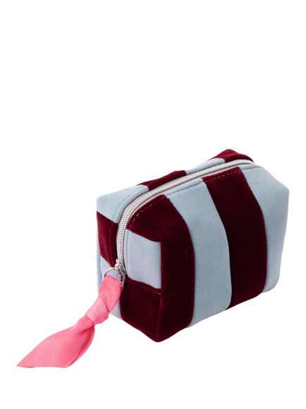 Caroline Gardner Mini Cube Cosmetic Bag, Blue/Wine - view 2, Blue/Wine