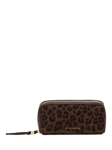 Katie Loxton Fold-Out Mirror Makeup Bag, Leopard, Leopard