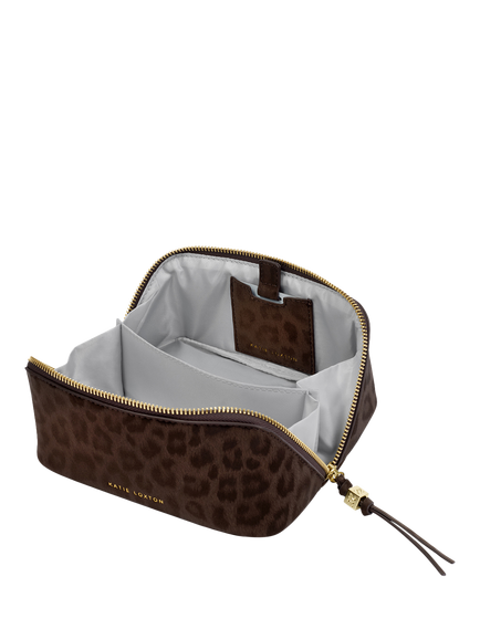 Katie Loxton Fold-Out Mirror Makeup Bag, Leopard - view 2, Leopard