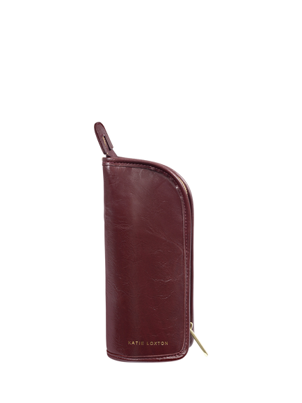 Katie Loxton Travel Makeup Brush Set with Case, Cherry - view 2, Cherry