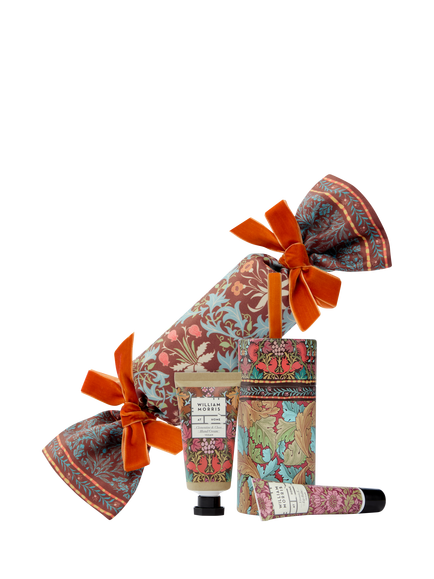 William Morris At Home Oak & Willow Lip Balm and Hand Cream Fabric Cracker Gift, Brown