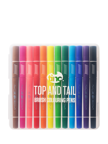Tinc Top & Tail Brush Colouring Pens, Pack of 12, Multi, Multi
