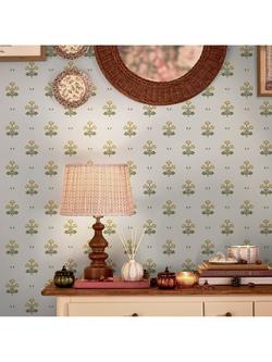 Laura Ashley Harthill Daisy Wallpaper, Ochre Yellow - view 2, White