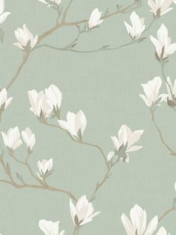 Laura Ashly Magnolia Grove Wallpaper, Pale Eau de Nil, Green