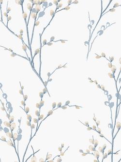 Laura Ashley Pussy Willow Wallpaper, Seaspray, White