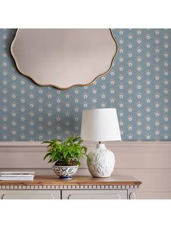 Laura Ashley Semington Floral Wallpaper Geo, Blue - view 2, Newport Blue