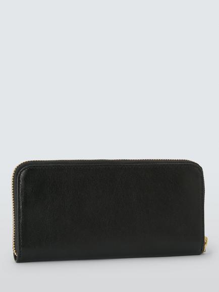 John Lewis Leather Continental Zip-Around Purse, Black - view 2, Black