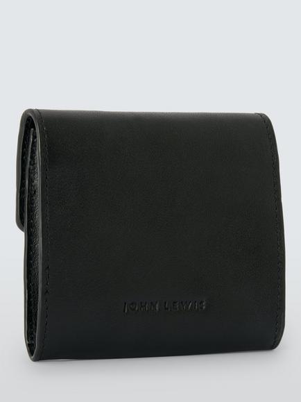 John Lewis Trifold Leather Purse, Black - view 2, Black