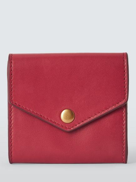 John Lewis Leather Tri-Fold Flap-Over Purse, Red, Red