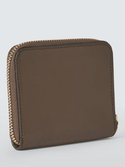 John Lewis Leather Tri-Fold Zip-Around Purse, Drk Stone - view 2, Drk Stone