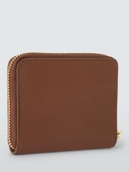 John Lewis Leather Tri-Fold Purse, Tan - view 2, Tan