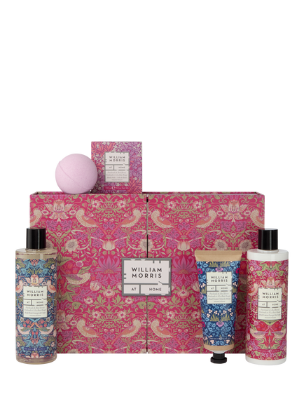 William Morris At Home Strawberry Thief Deluxe Bath & Body Gift Set, Red