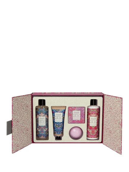 William Morris At Home Strawberry Thief Deluxe Bath & Body Gift Set - view 2, Red
