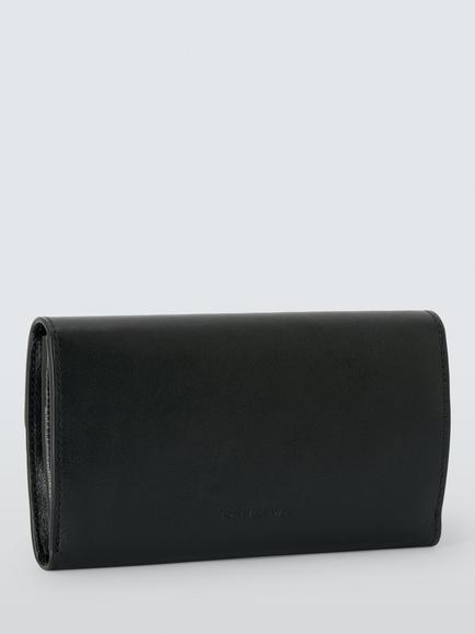 John Lewis Leather Continental Flap-Over Purse, Black - view 2, Black