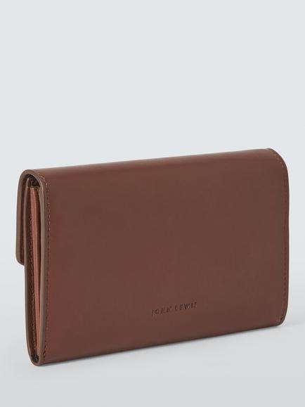 John Lewis Continental Leather Flap-Over Purse, Tan - view 2, Tan
